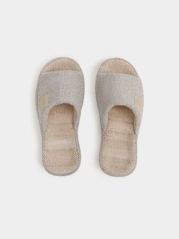 Women's slippers, homewear, size 36-37, polyester, light gray, Serious, image-1