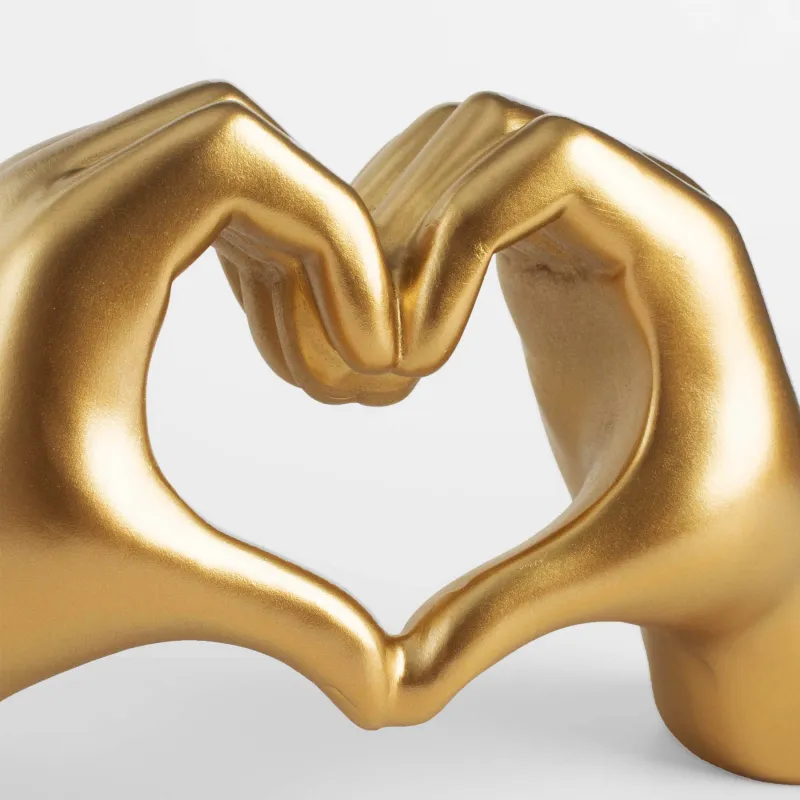 Figurine, 24 cm, polyresin, golden, Heart gesture, Hand, image-4