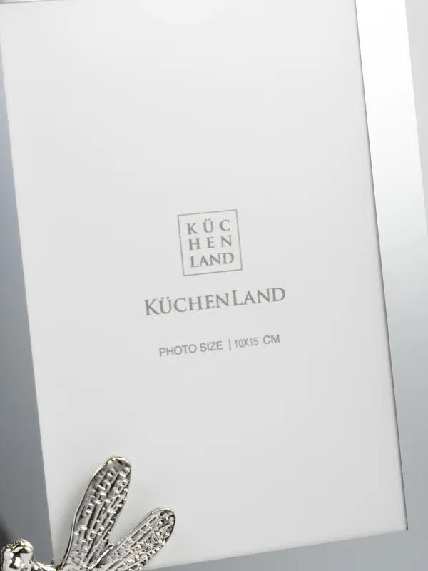 Photo frame, 17x22 cm, glass / metal, silver, Dragonfly, Gallery, image-4