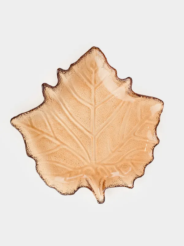 Dish, 25x24x4cm, glass, brown, Maple leaf, Leaves, image-1