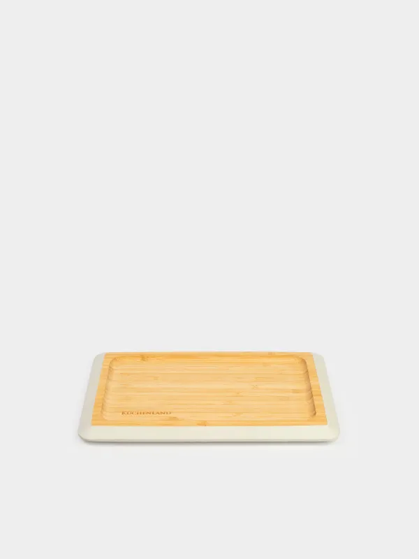 Dish, 24x16 cm, bamboo, rectangular, grey edging, Bamboo soft, image-2