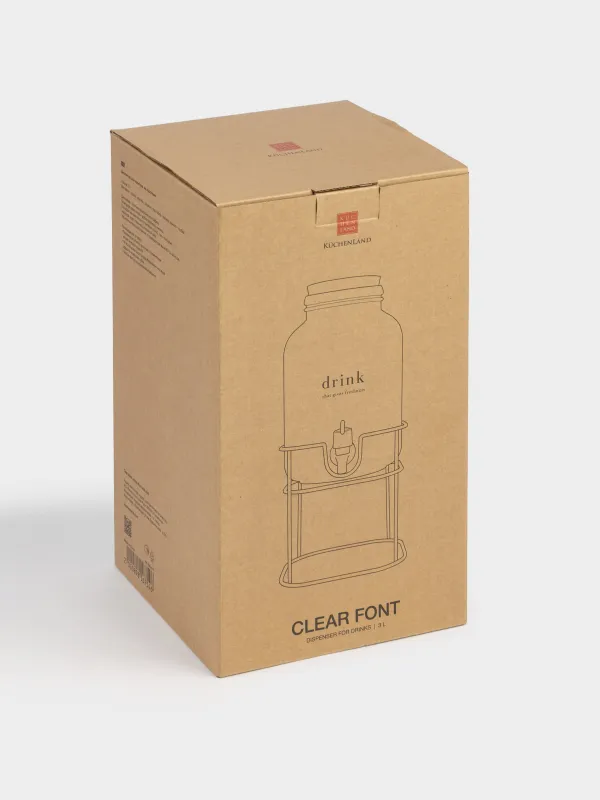Beverage dispenser, 3 L, on a stand, Glass / cork / metal, Clear font, image-5