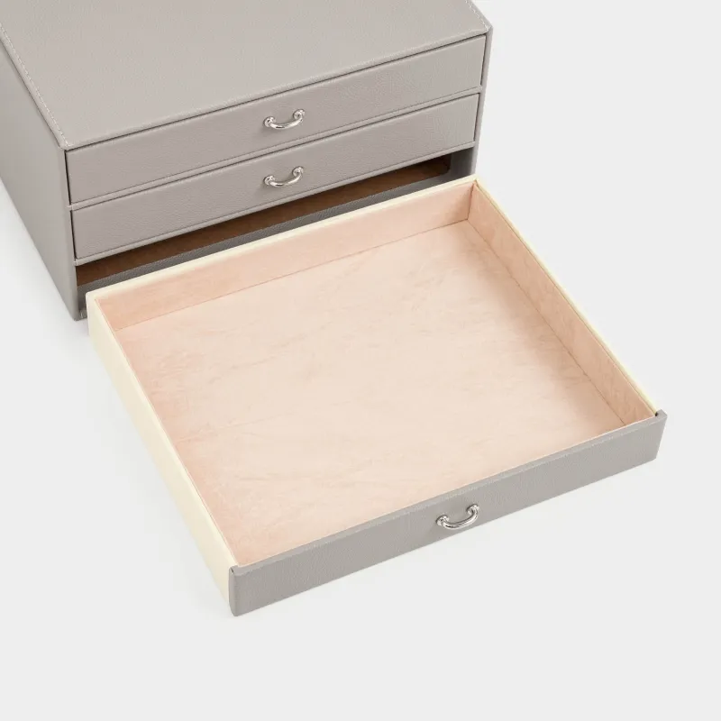 Jewelry box, 24x19 cm, PU leather / MDF, grey, Premiere, image-2