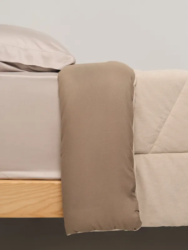 Bedspread, 220x240 cm, quilted, double-sided, velvet/microfiber, sand, Stitch velvet, image-2