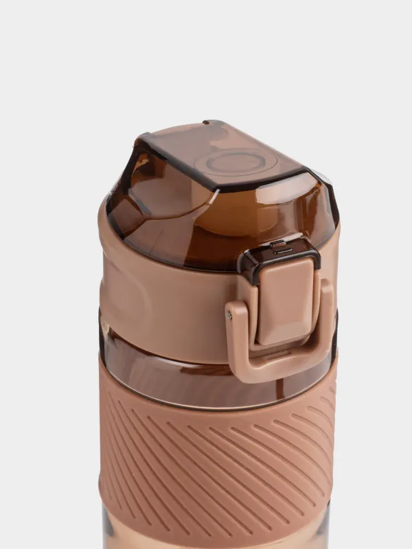 Water bottle, 600 ml, plastic / silicone, brown, Sport, image-3