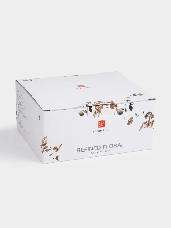 Mug, 360 ml, 4 pcs, porcelain N, Autumn flowers, Refined floral, image-4