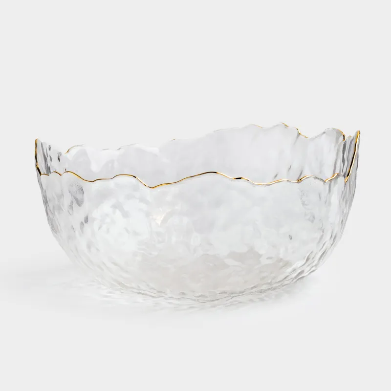 Salad bowl, 20x9 cm, 1,1 l, glass, with golden edging, Nautilus gold
