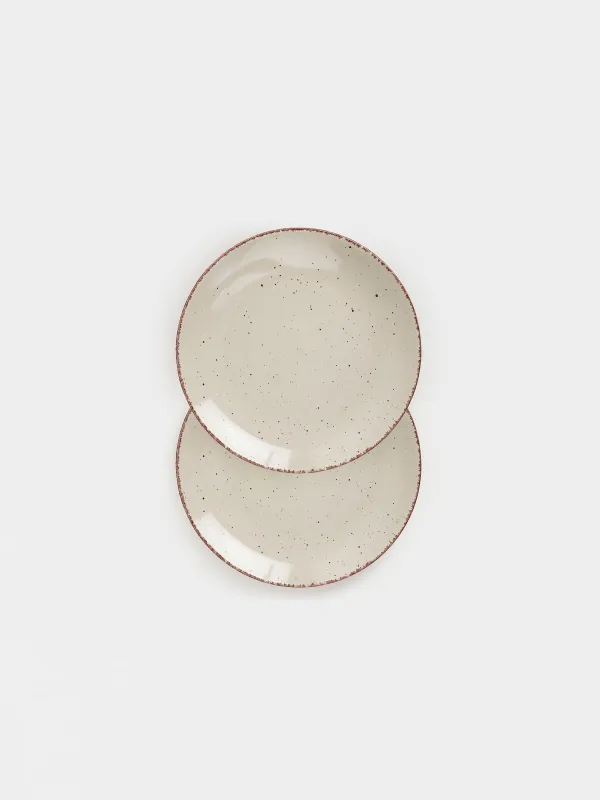 Dinner plate, 27 cm, 2 pieces, ceramic, beige, speckled, Speckled, image-0