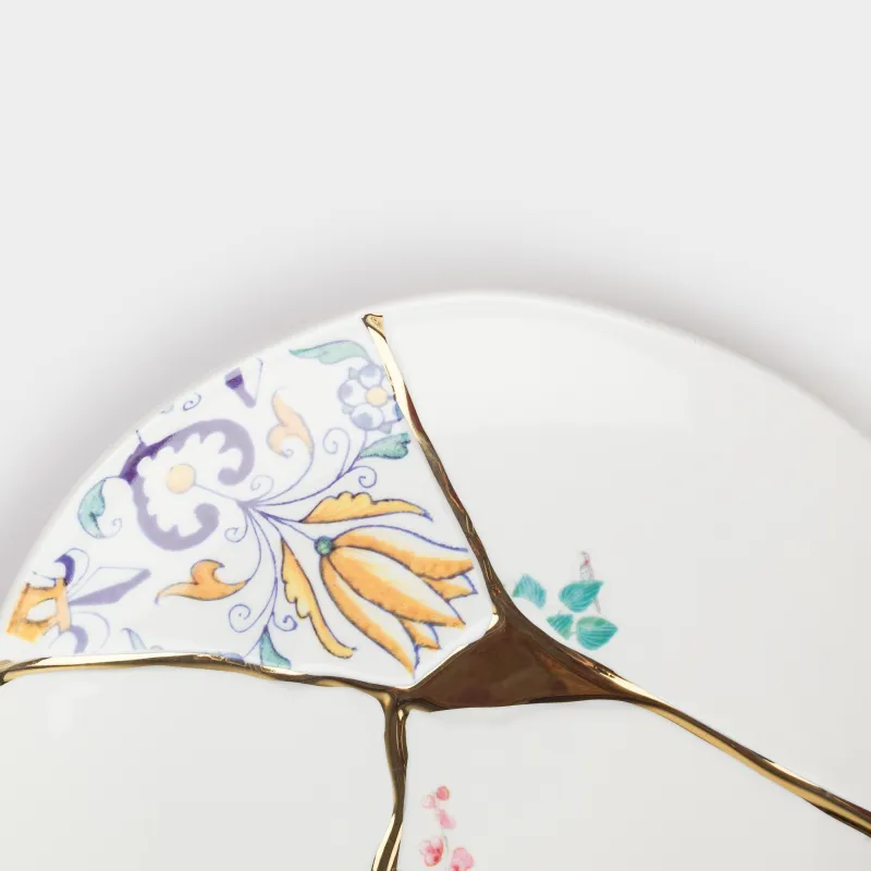 Snack plate, 21 cm, porcelain N, white and gold, Kintsugi, Kintsugi, image-6