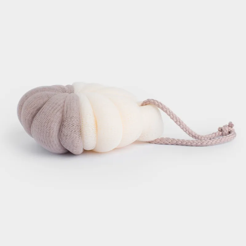 Body washcloth, 13 cm, polyethylene, Beige-white, Flower, Showy, image-2