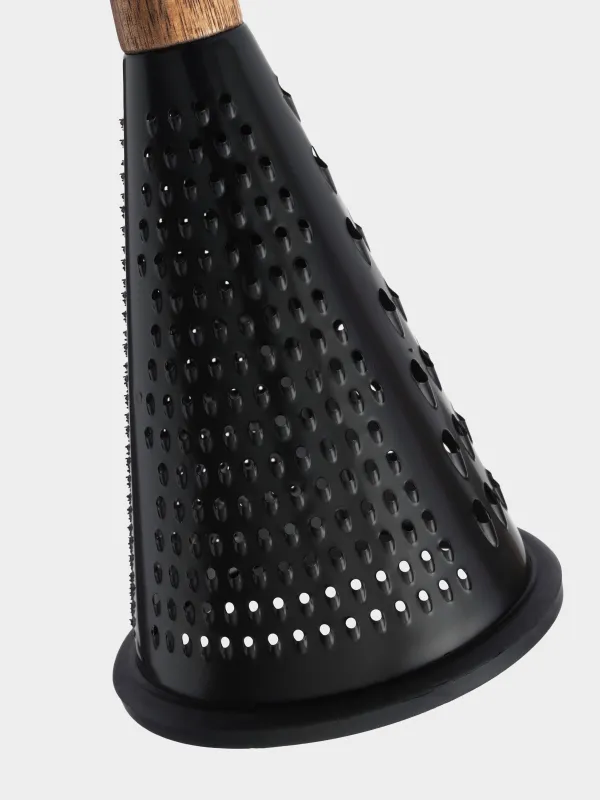 Grater, 25 cm, steel / wood, round, Black, Black style, image-3