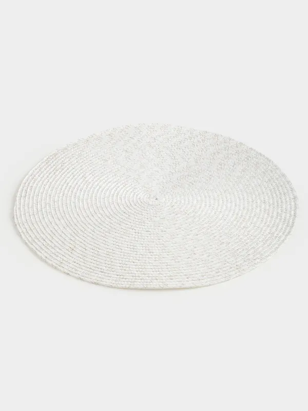 Placemat, 38 cm, polyester, round, milky, Ring mix, image-1