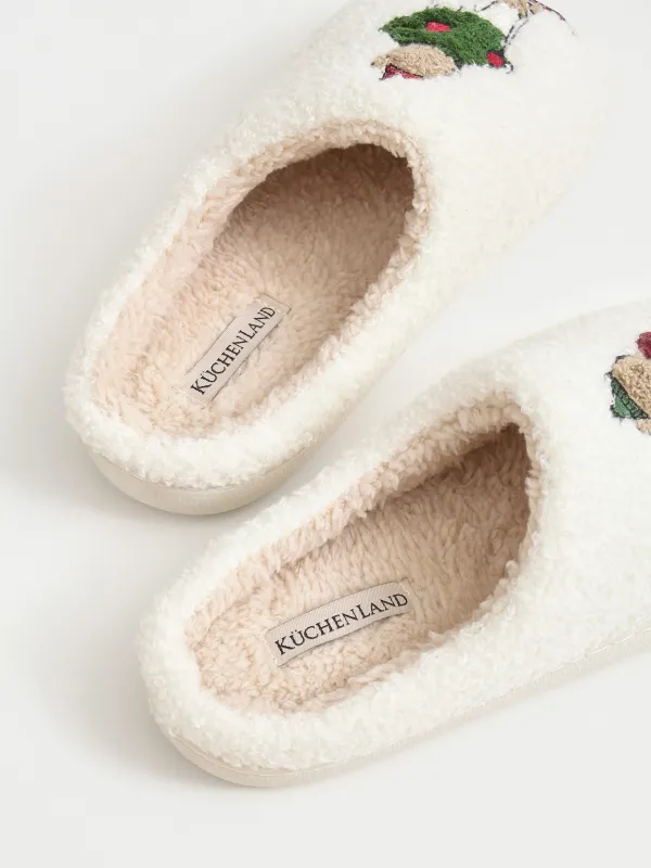 Women's slippers, homewear, size 36-37, artificial fur, milky, Bears, Needed, image-5