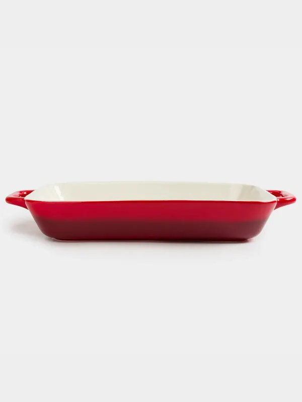 Baking dish, 34x24 cm, ceramic, rectangular, burgundy, Gradient, Cakes gradient, image-0