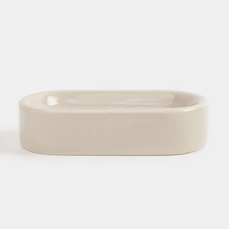 Soap dish, 12x8 cm, ceramic, beige, Nira