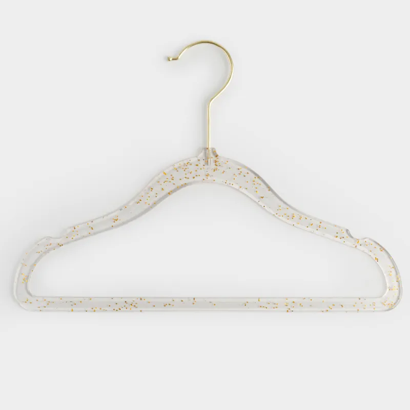 Hanger-hangers, 30 cm, 3 pcs, children's, plastic, transparent with golden sequins, Shimmer, image-0