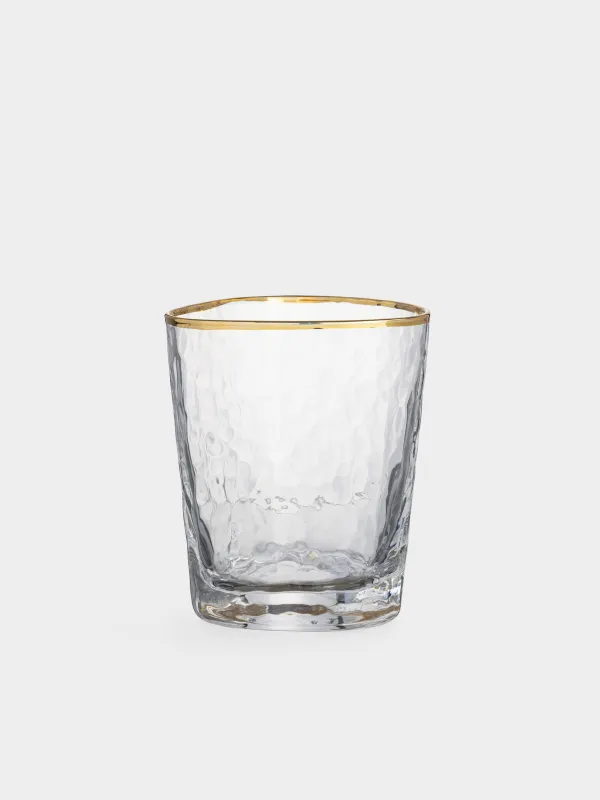 Drinking glass, 10 cm, 380 ml, 2 pcs, glass, golden edging, Triangle Gold, image-3