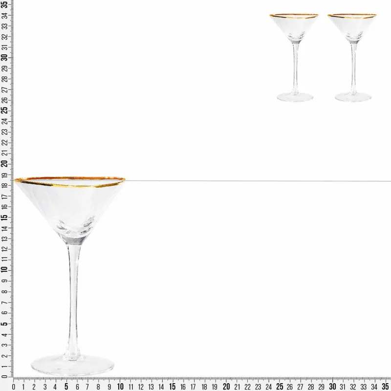 Martini glass, 150 ml, 2 pcs, glass, golden edging, Triangle Gold, image-1