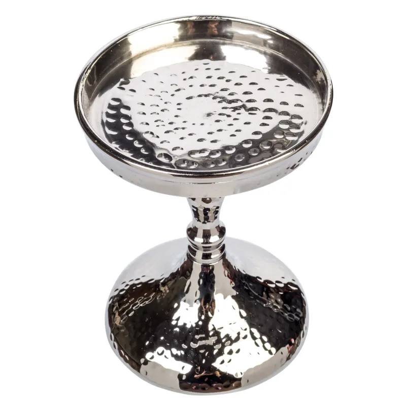 Candle holder, 26 cm, on a leg, glass / metal, silver, Craquelure, Fantastic R, image-3