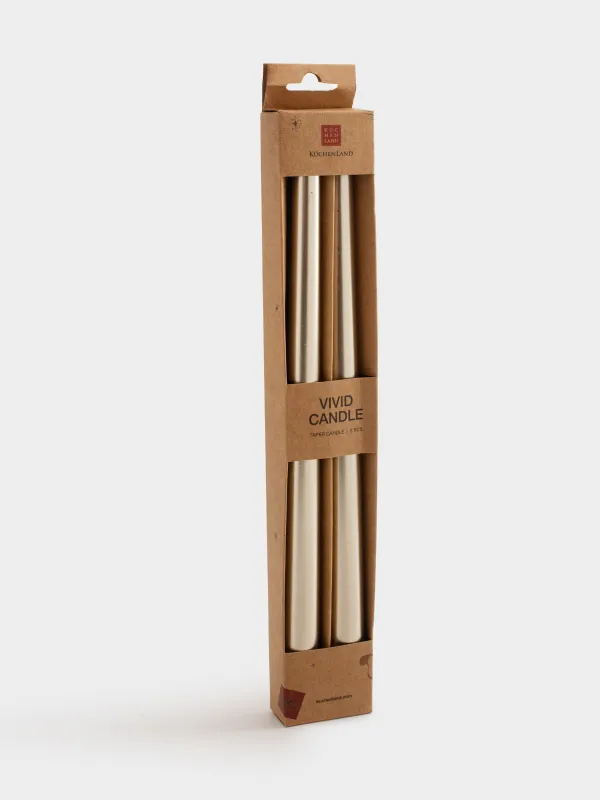 Candle, 30 cm, 2 pcs, thin, golden, Vivid candle, image-3