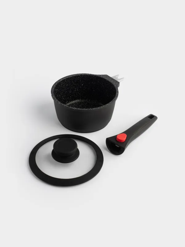 Bucket, 16 cm, 1.5 l, with lid, removable handle, coated, aluminum, Solution Red 2, image-11