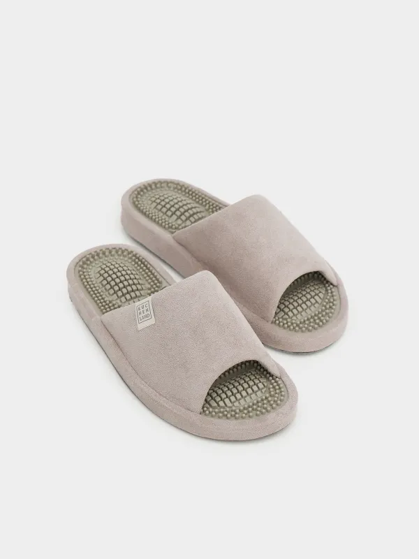 Women's slippers, homewear, size 36-37, corduroy / rubber, gray-purple, Lint, image-5
