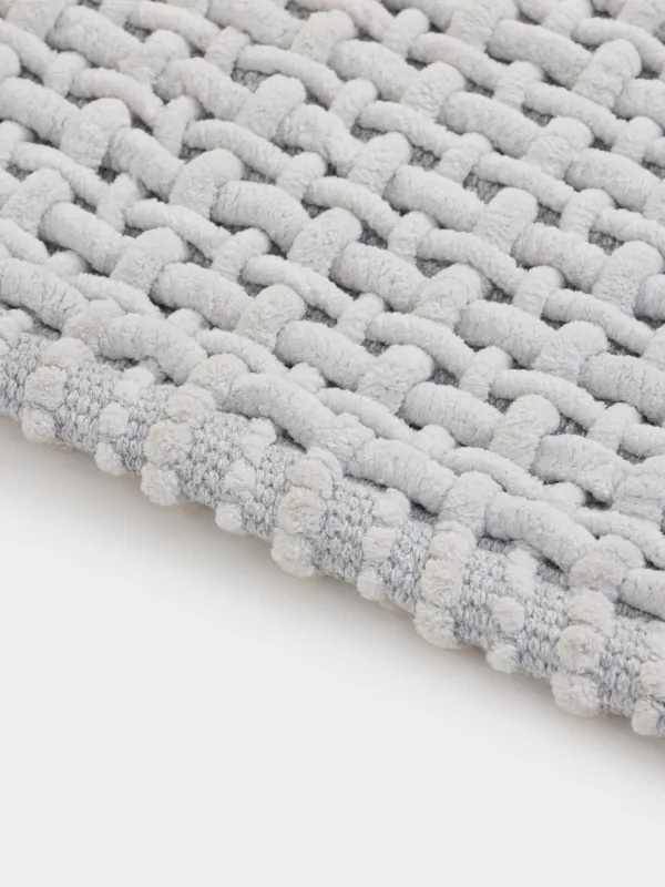 Mat, 60x110 cm, anti-slip, polyester/cotton, light grey, Grid, Cozy, image-1