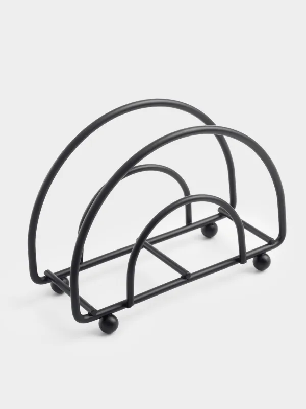 Napkin holder, 10 cm, metal, black, Twist black, image-1