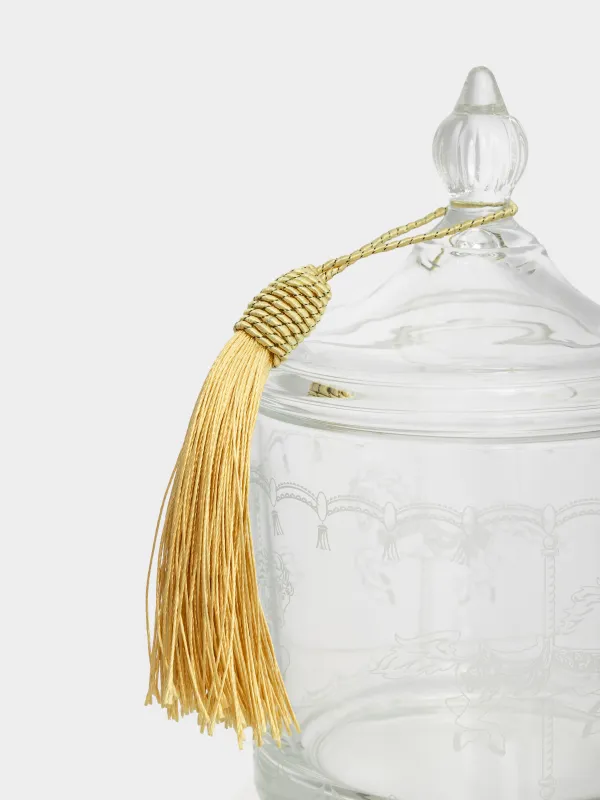 Storage container, 9x10 cm, ml, with brush, Glass, Horses, Clear pattern, image-1