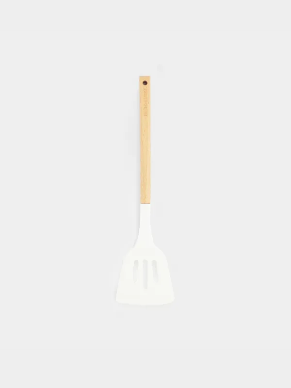 Spatula, 32 cm, with slits, silicone / wood, beige, Provence, image-0