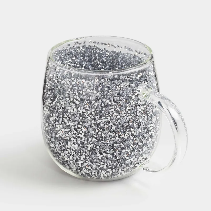 Mug, 330 ml, glass B, with gray crystals inside, Air decor, image-3
