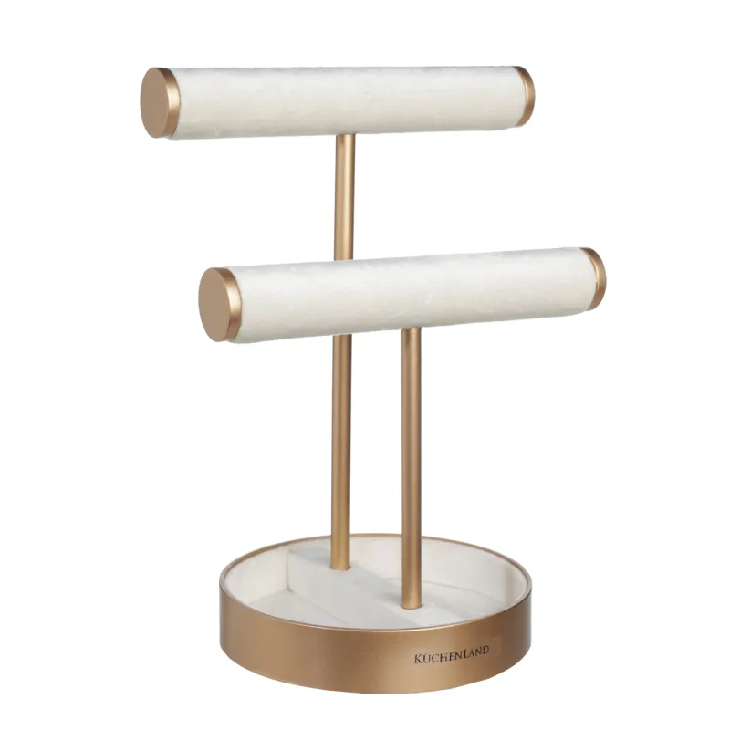 Watch and jewelry holder, 21x30 cm, wood / corduroy, beige, Fantastic gold, image-0