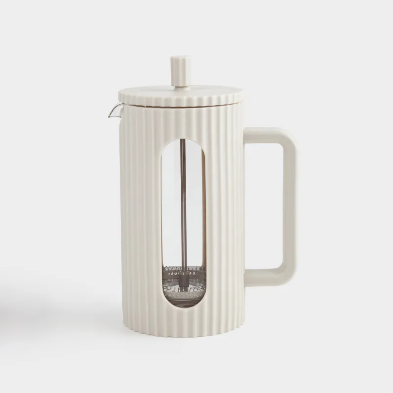 French press, 1 l, glass B / steel, beige, Ketto, image-0