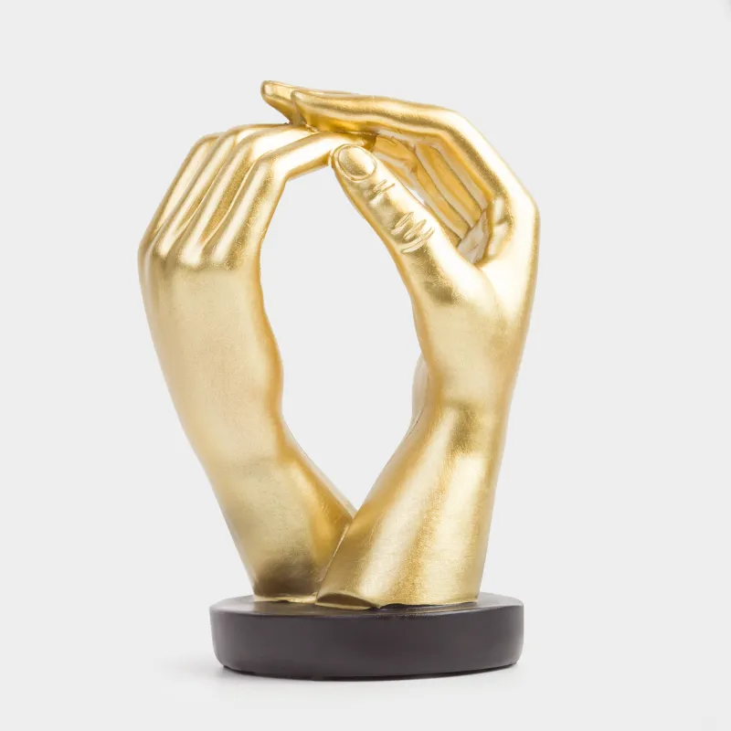 Statuette, 22 cm, polyresin, golden, Hands, Hand, image-3