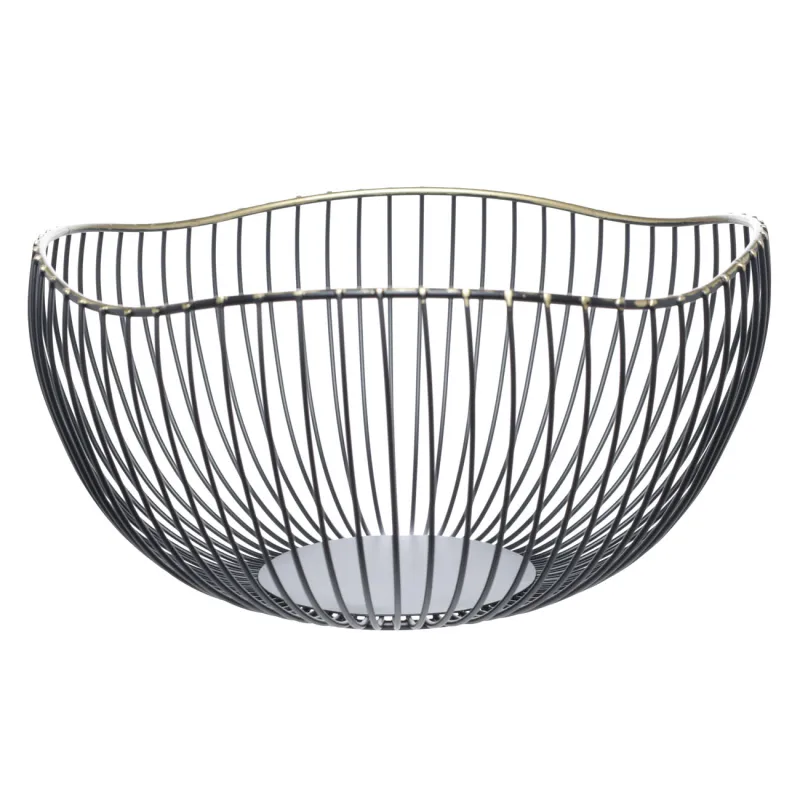 Fruit basket, 26 cm, metal, black, Wavy edge, Twist black