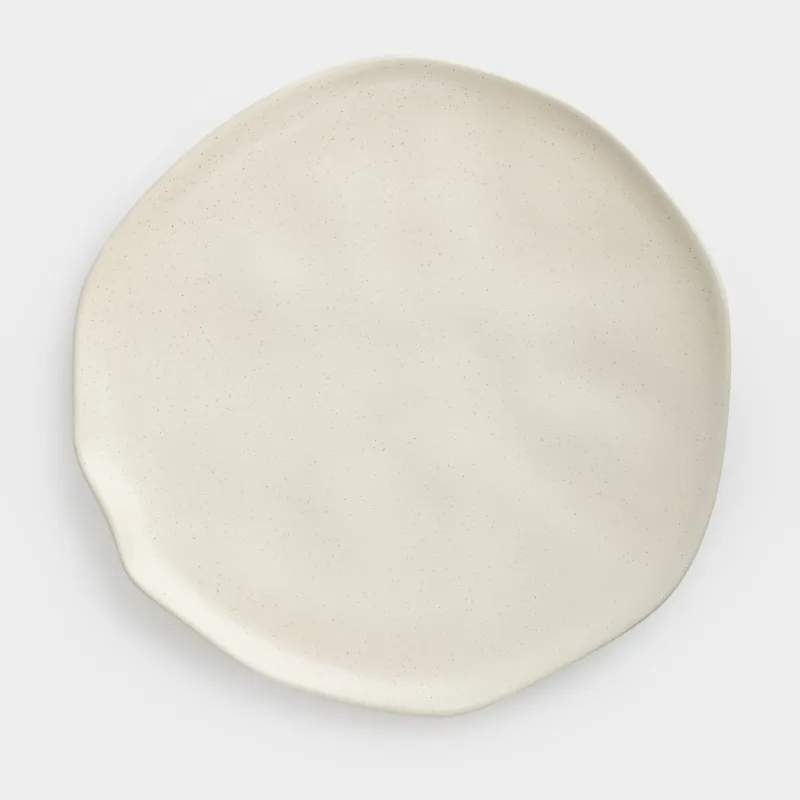 Dinner plate, 27 cm, ceramic, milky, Crumpled effect, Crumple creme