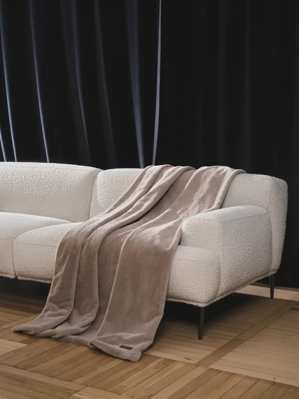 Blanket, 130x170 cm, double-sided, faux fur/flannel, sand, Flannel, image-3