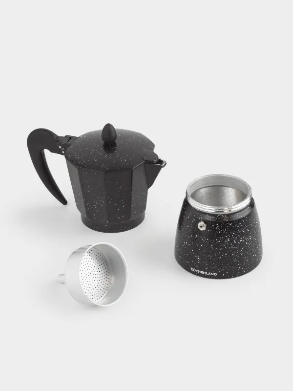 Geyser coffee maker, 300 ml, metal / plastic, black, speckled, Espresso, image-4