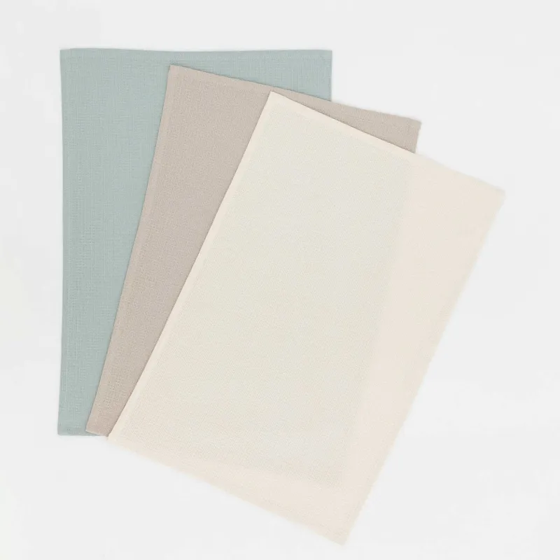 Kitchen towel, 40x60 cm, 3 pcs, cotton, menthol/brown / beige, Waffle, image-0