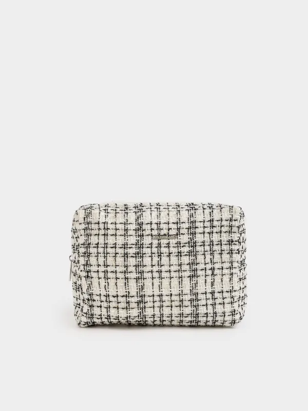 Makeup bag, 26x19 cm, Tweed, milky, Wenal, image-0