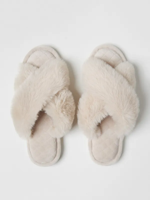 Slippers for women, home, size 36-37, polyester, beige, Tape, image-1