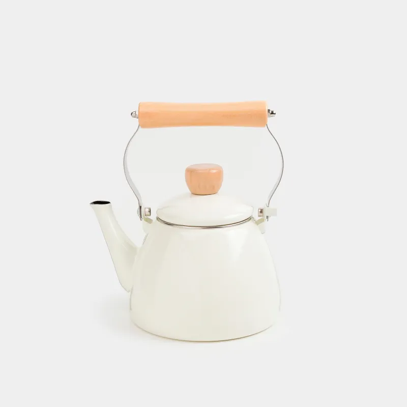Teapot, 1.4 l, metal enamel/wood, milk, Nostalgia