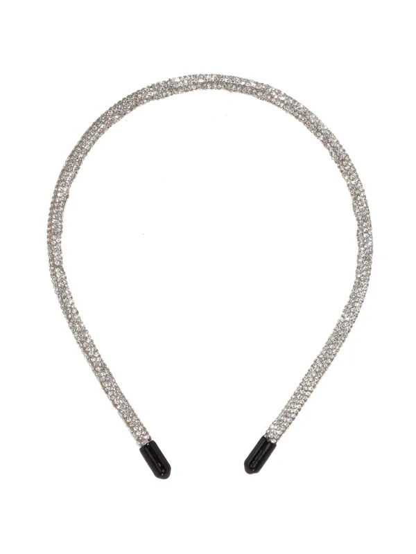 Hair band, 12x14 cm, plastic, silver, Crystals, Jewelry crystal, image-0