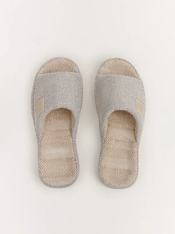 Women's slippers, homewear, size 36-37, polyester, light gray, Serious, image-1