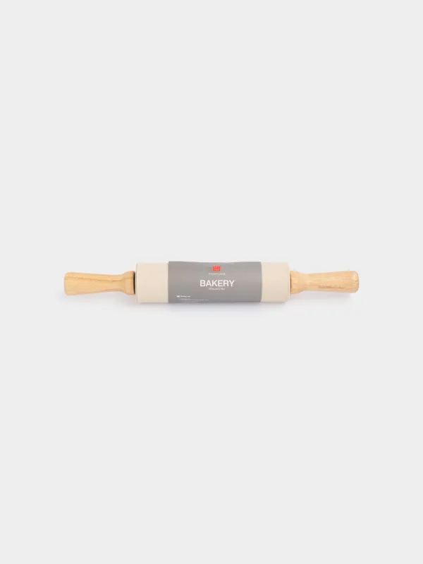 Rolling pin, 38 cm, silicone / wood, beige, Bakery, image-4
