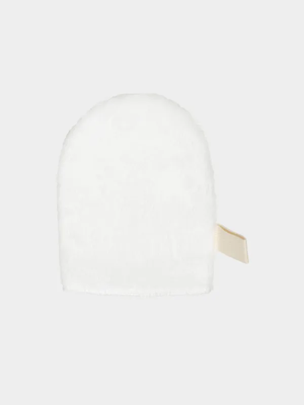 Face wash mitten, 12x9 cm, double-sided, polyester, milk, Unique spa, image-0