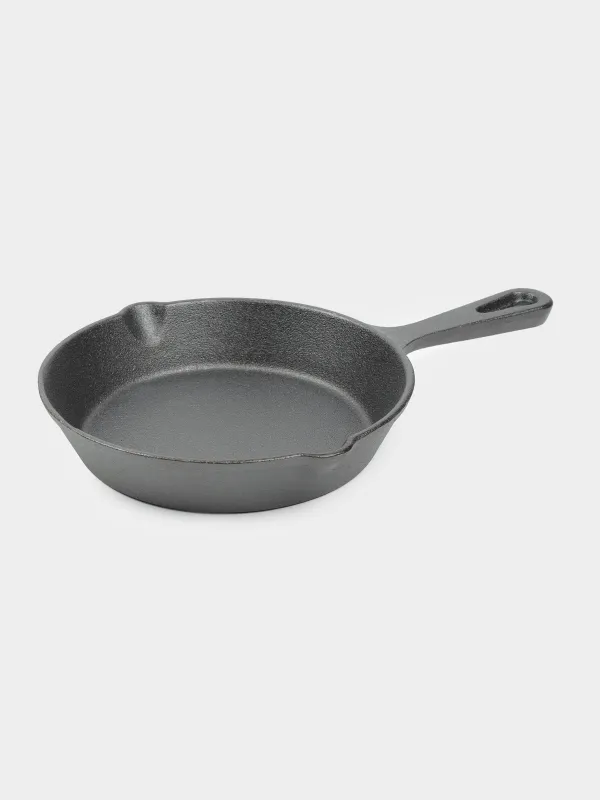 Frying pan, 14 cm, on a stand, cast iron / bamboo, round, black, Authentic , image-1