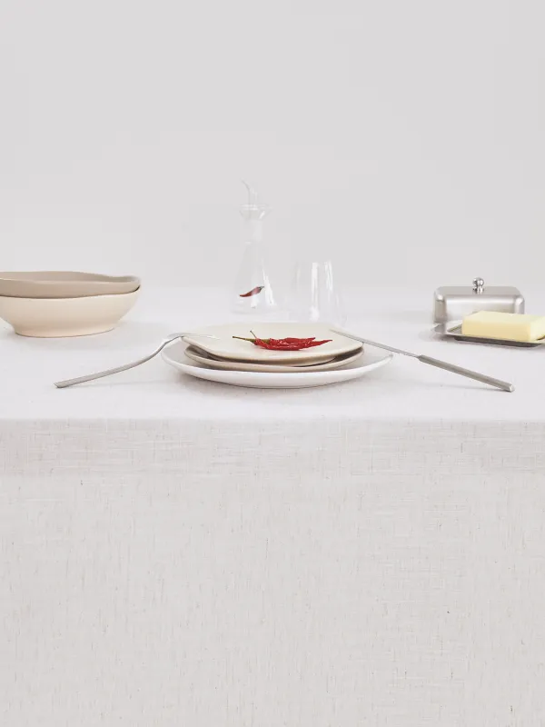 Tablecloth, 170x250 cm, polyester / linen, beige, Vintage, Melange outline, image-1