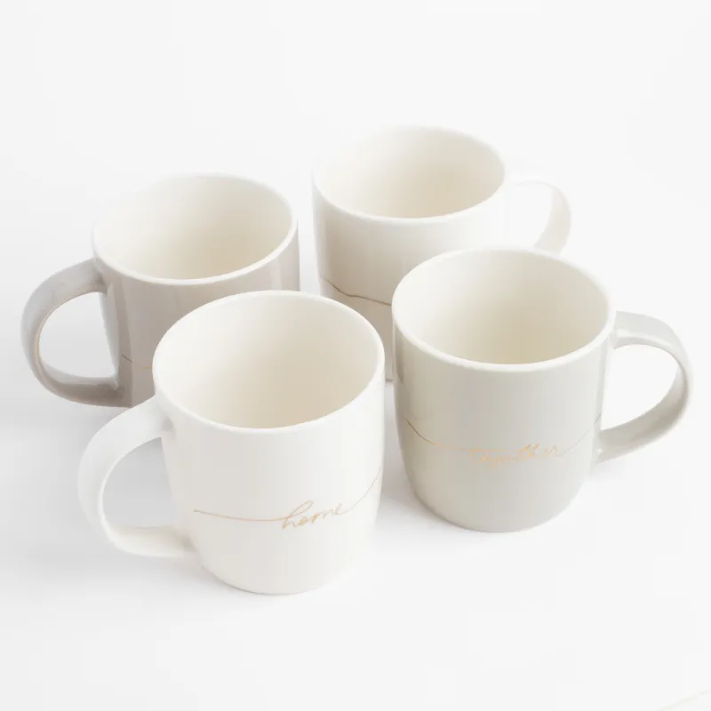 Mug, 330 ml, 4 pcs, porcelain N, beige/gray, Mix, Scroll, image-2