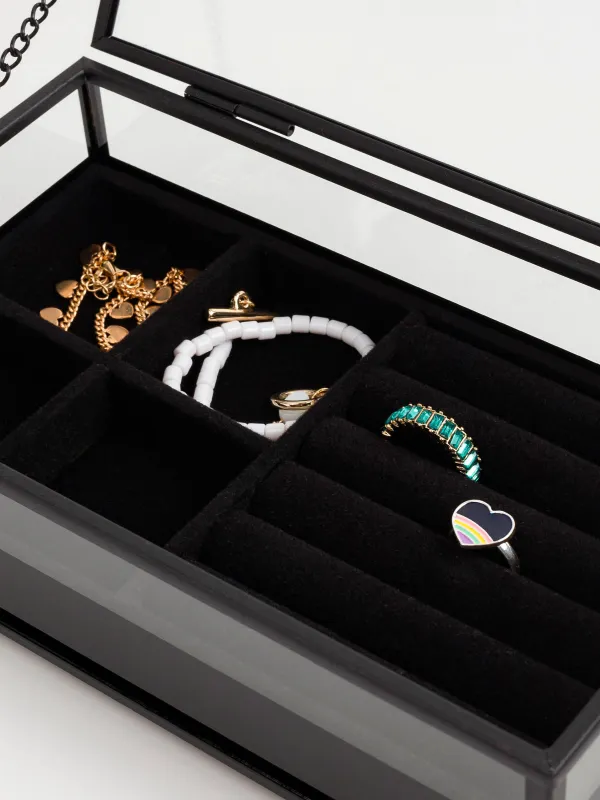 Jewelry box, 21x13 cm, glass / metal, black, Collection, image-4